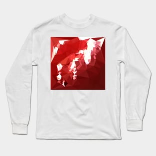 Coquelicot Red Abstract Low Polygon Background Long Sleeve T-Shirt